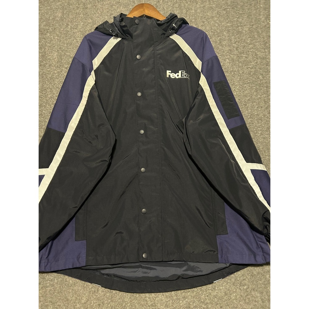Fedex full zip hoodie jacket reflective mens Purple black size work 2XL